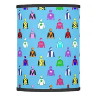 Horse Jockey Pattern on Bright Blue Lamp Shade