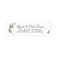 Fern Green Willow Branch Elegant Wedding Label