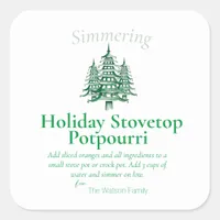 Green Christmas Pagoda Tree Stovetop Potpourri  Square Sticker