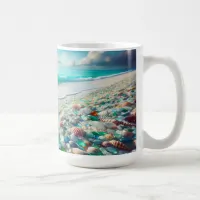 Pretty Ocean Beach with Sea Glass Coffee Mug