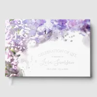 Purple Lilac Flowers Celebration of Life Memorial Foil Guest Book