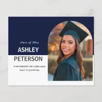 Budget Navy Arch Photo Graduation Invitation