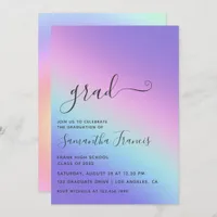 Pastel Rainbow Ombre Graduation Party Invitation