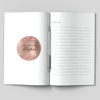 Glittery Rose Gold Foil Elegant Calligraphy Book Classic Round Sticker