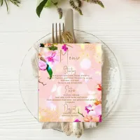 Romantic Orchid Bouquet Elegant Wedding Menu