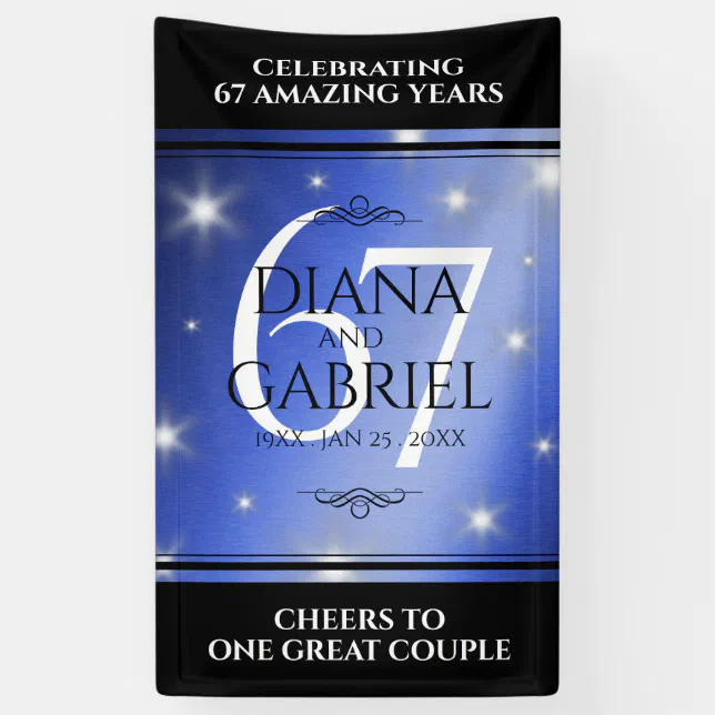 Elegant 67th Star Sapphire Wedding Anniversary Banner