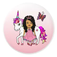 Ethnic Princess and Unicorn Ceramic Knob