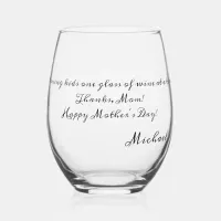 Mother's Day Gift Funny Quotes Script Name On  Stemless Wine Glass