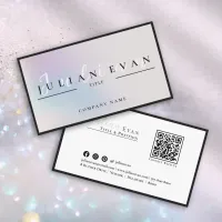 Elegant Black Border Holographic Beauty Business Card