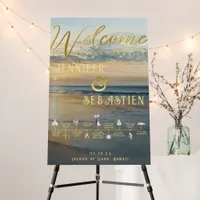 Seascape Sunset Beach Wedding Welcome Timeline Foam Board