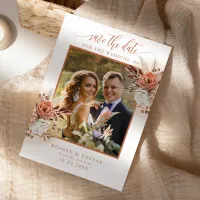 Terracotta Flowers Pampas Grass Save The Date Card