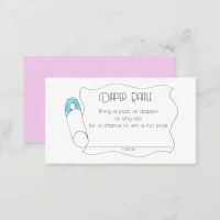 Diaper Raffle Cute Baby Shower Purple Blue Enclosure Card