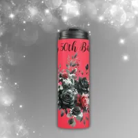 Happy 50th Birthday Red and Black Roses | Thermal Tumbler