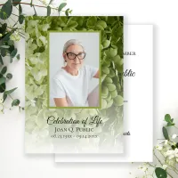 Green Hydrangea Floral Celebration of Life Invitation