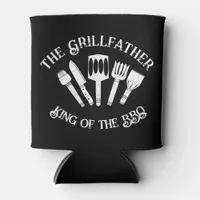 Rustic "The Grillfather: Funny BBQ Gift Can Cooler