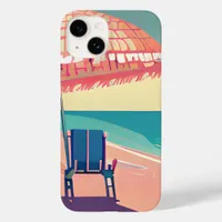 Coral Beach Chair, Umbrella, Teal Beach Case-Mate iPhone 14 Case