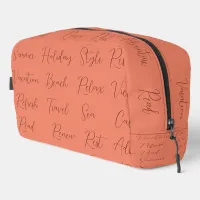 Peach Trendy Modern Summer Vacation Holiday Words Dopp Kit