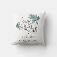 Botanical Handwritten Save The Date Photo Throw Pillow