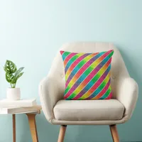 [Fun with Stripes] Pattern #1 Rainbow Geometric Throw Pillow