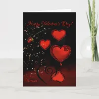 Black with Red Hearts  Valentine Holiday Card