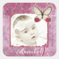 Pretty Burgundy Baby Photo Stickers