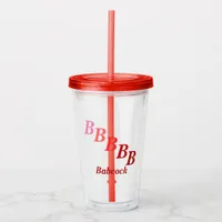 Acrylic Tumbler - Shaded Initials, Name in Reds