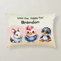 Wild One Happy Fun Woodland Animals Watercolor Accent Pillow