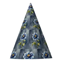 Blue flower watercolour pattern  party hat