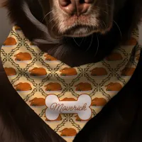 Thanksgiving Turkey Dinner Beige Dog Name Bandana