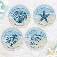 Personalized Family Beach House Coastal  Coaster Set