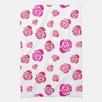 Red Pink and Magenta Roses in a Flowery Pattern Towel