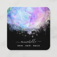 *~* Prism QR AP26 OPAL Rainbow Ethereal Dandelion Square Business Card