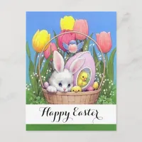 Adorable Vintage Easter Basket Postcard