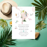 Watercolor Map of Rio Destination Wedding Invitation