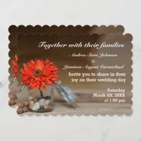 Orange Flower in Mason Jar Wedding Invitation