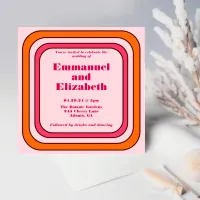 Retro Bright Color Pink, Orange & Magenta Wedding Invitation