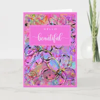 Hello Beautiful Pretty Pink Birthday Card