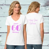 Happy 60th Birthday Hot Pink Name White T-Shirt