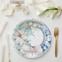 Coastal Seashell bow Christmas Wreath Paper Plates