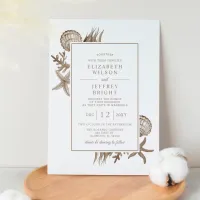 Rustic Sand Seashells Marine Ocean Beach Wedding Invitation