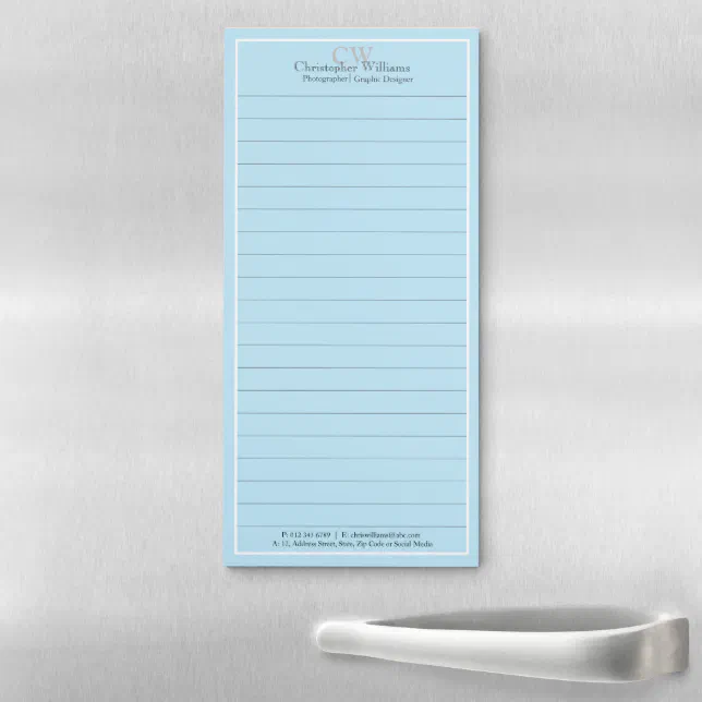 Professional Blue Minimalist Magnetic Notepad