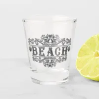 Vintage Beach Black & Gray Logo  Shot Glass