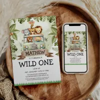 Safari Wild One Birthday | Animals in Car Invitation