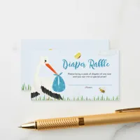 Rustic Stork with Bee & Butterfly Boy Baby Shower Enclosure Card