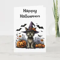 Happy Halloween Dog in a Witch Hat  Card