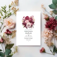 Burgundy and Blush Floral Wedding Invitation