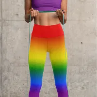 Red to Purple Rainbow Ombre Capri Leggings