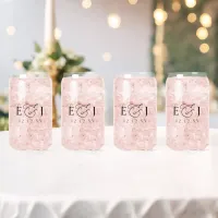 Elegant Simple Monogram Wedding Can Glass