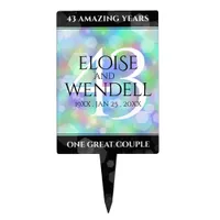 Elegant 43rd Opal Wedding Anniversary Celebration Cake Topper