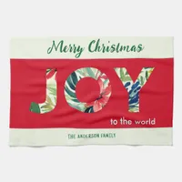 Bright Festive Joy To The World Merry Christmas Kitchen Towel